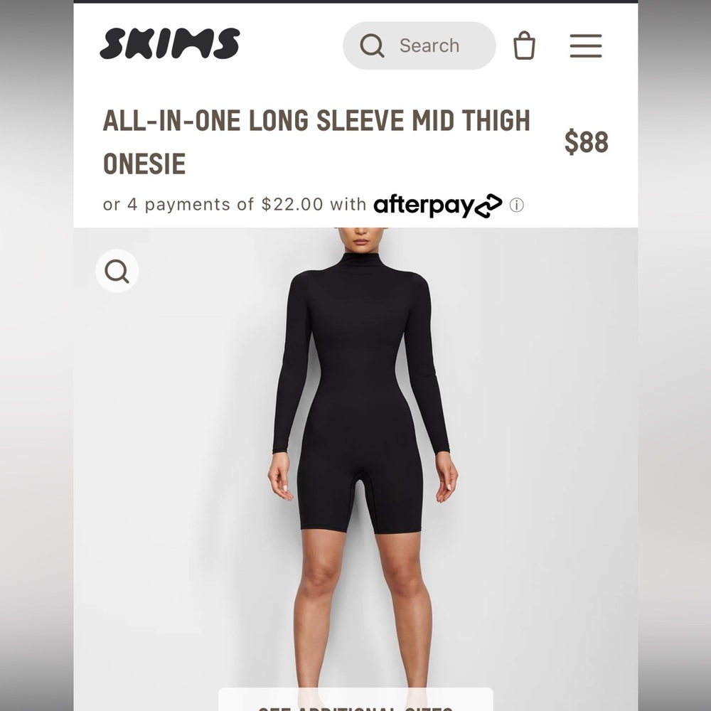 NWT SKIMS ALL-IN-ONE LONG SLEEVE MID THIGH ONESIE